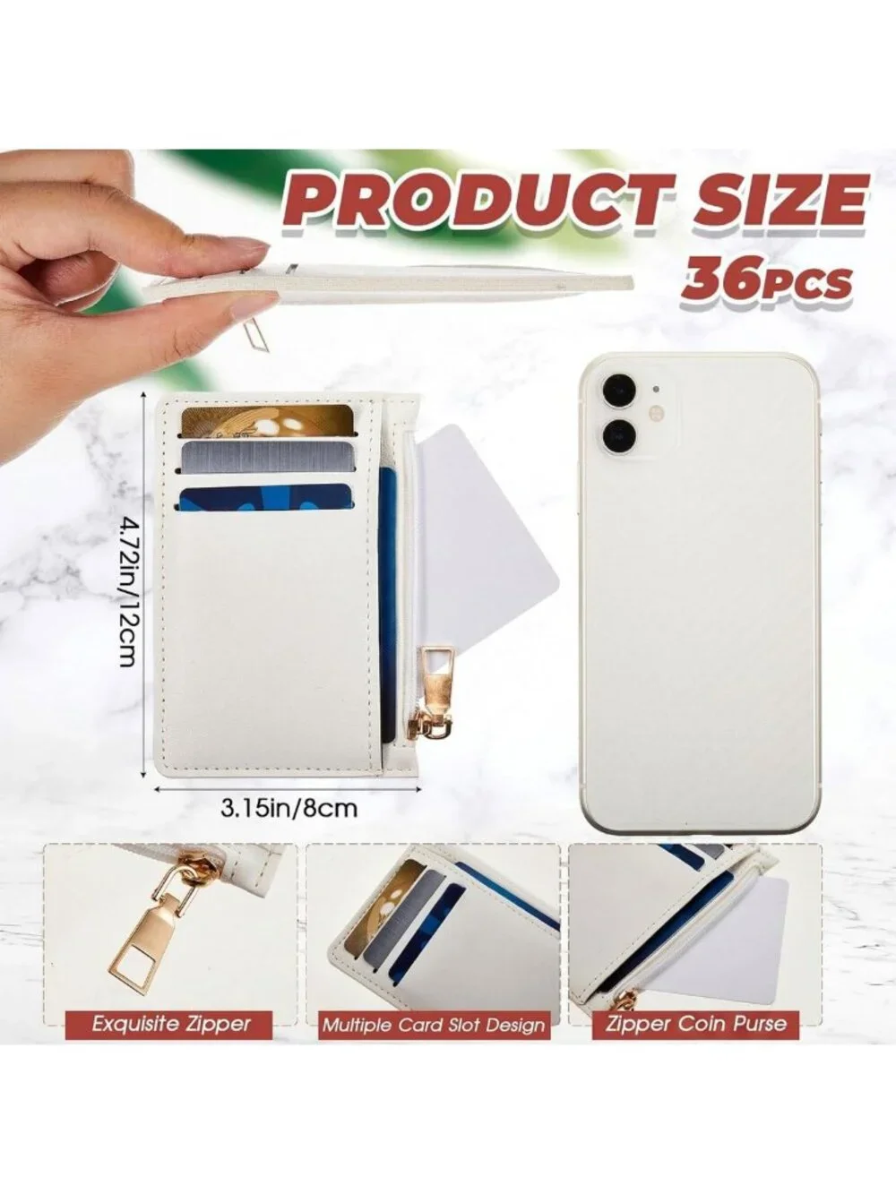 Slim Minimalist Leather Wallet for Men & Women | RFID Blocking, Zippered Card